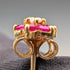 Antique 18K Gold Earrings with Diamonds, Rubies and Flowers