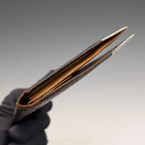 1902 British antique sterling silver decorated leather bi-fold wallet PWS