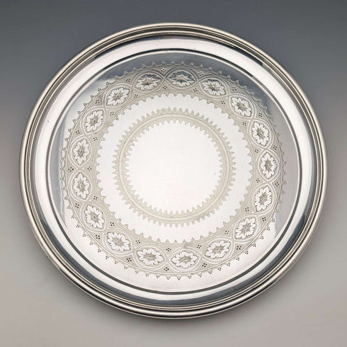 1898 British antique silver plate Salva diameter 31cm Elkington