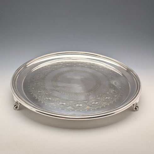 1898 年英國古董鍍銀薩爾瓦直徑 31 公分埃爾金頓