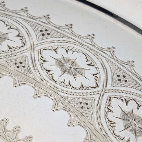 1898 British antique silver plate Salva diameter 31cm Elkington