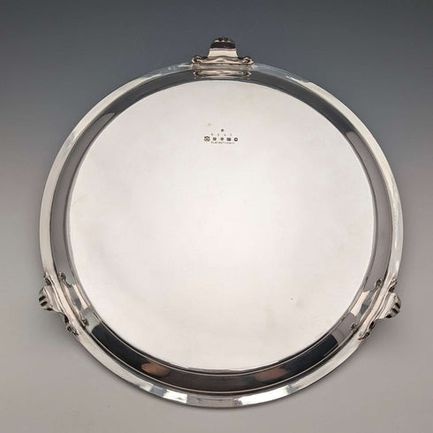 1898 British antique silver plate Salva diameter 31cm Elkington