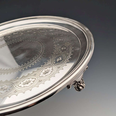 1898 British antique silver plate Salva diameter 31cm Elkington