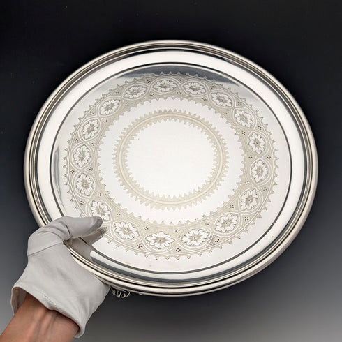 1898 年英國古董鍍銀薩爾瓦直徑 31 公分埃爾金頓