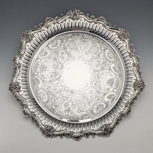 Vintage Canadian silver plate round legless Salva, diameter 37cm