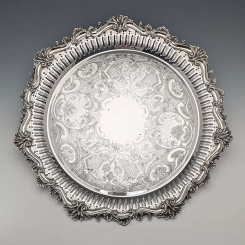 Vintage Canadian silver plate round legless Salva, diameter 37cm