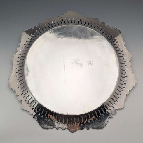 Vintage Canadian silver plate round legless Salva, diameter 37cm