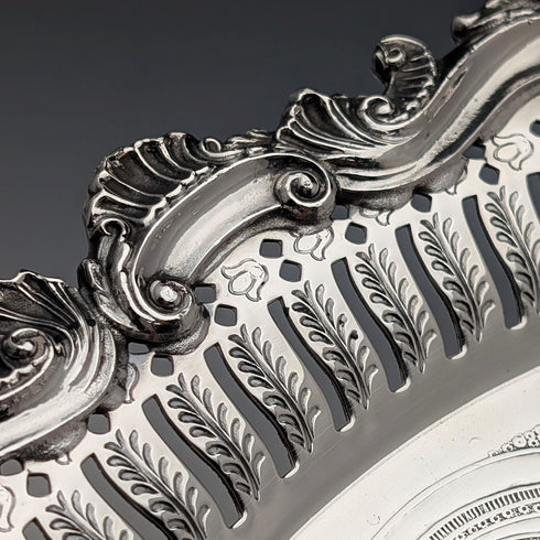 Vintage Canadian silver plate round legless Salva, diameter 37cm