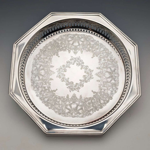Vintage British silver plated octagon dish Parkin in box