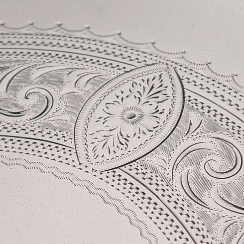 1908 British antique sterling silver salver, diameter 30cm, 624g, William Devenport