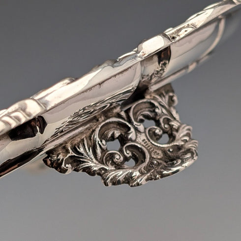 1908 British antique sterling silver salver, diameter 30cm, 624g, William Devenport