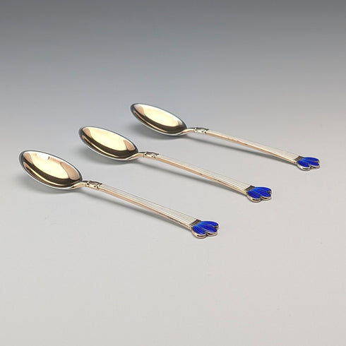 北歐復古琺瑯裝飾純銀咖啡勺 3 件套共 28 克