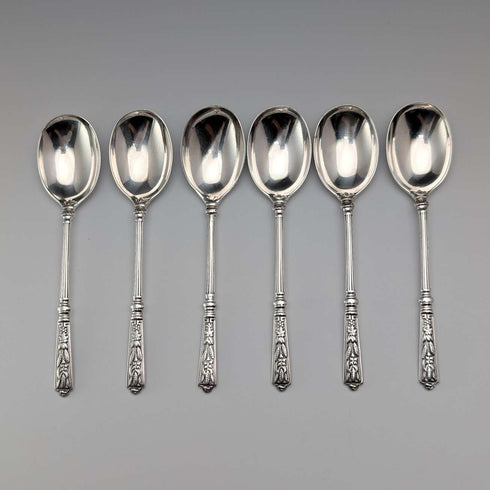 1885 年英國古董純銀茶匙 x6 共 76 克約翰圓形