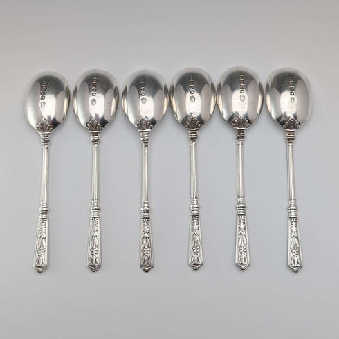 1885 年英國古董純銀茶匙 x6 共 76 克約翰圓形