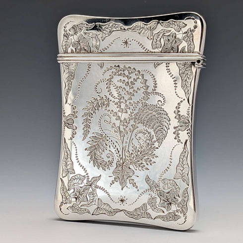 1878 British antique sterling silver card case 92g Robert Thornton
