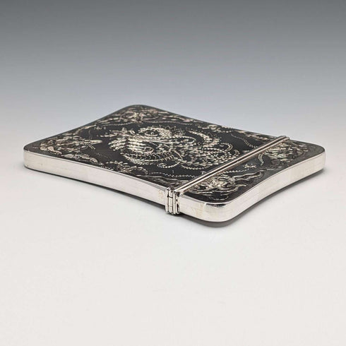 1878 British antique sterling silver card case 92g Robert Thornton