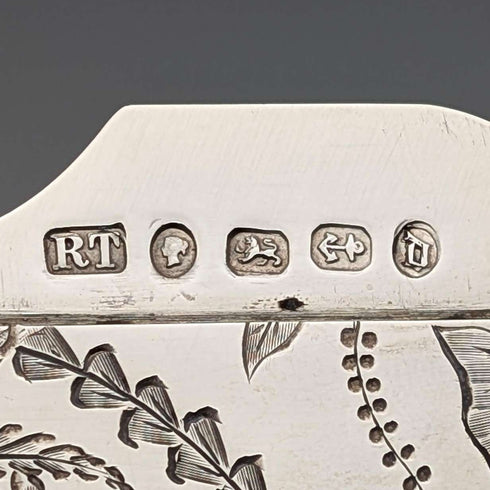 1878 British antique sterling silver card case 92g Robert Thornton