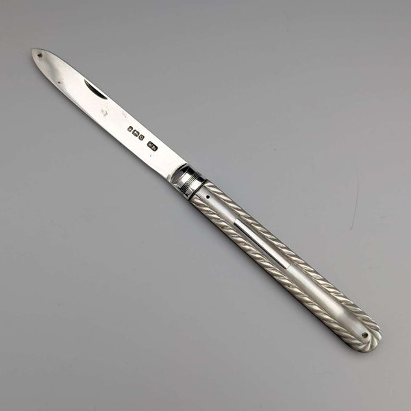1883 British antique white mother-of-pearl handle, pure silver blade penknife, William Morton