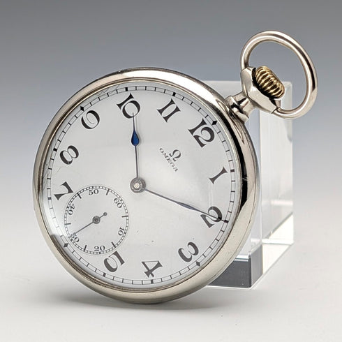 1930年頃 ヴィンテージ オメガ 懐中時計 合金ケース オープンフェース 動作良好