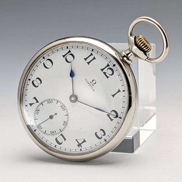 1930年頃 ヴィンテージ オメガ 懐中時計 合金ケース オープンフェース 動作良好