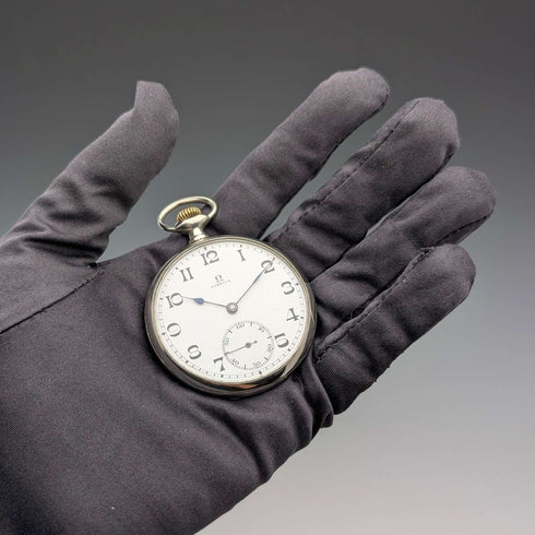 Circa 1930 Vintage Omega pocket watch Alloy case Open face Good working condition