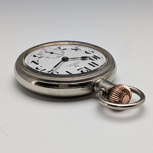 Circa 1915 Antique Omega Pocket Watch Diameter 53mm Railroad Watch Alloy Case In Good Working Condition