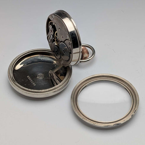 Circa 1915 Antique Omega Pocket Watch Diameter 53mm Railroad Watch Alloy Case In Good Working Condition
