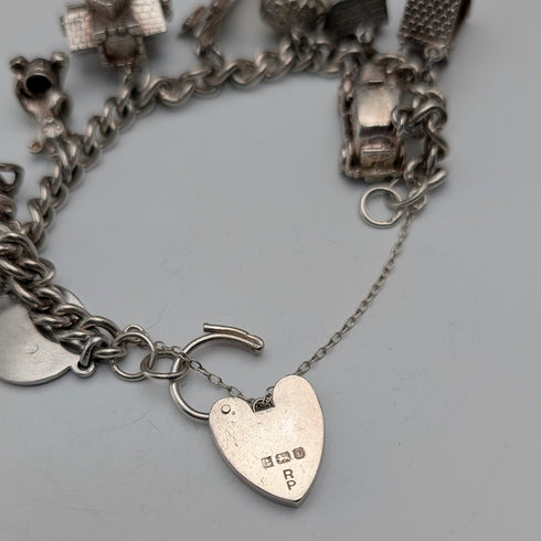 1978 British Vintage Sterling Silver Charm Bracelet 48g RP
