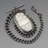 Circa 1900 British antique sterling silver Albert chain, 75g, with sterling silver Vesta case