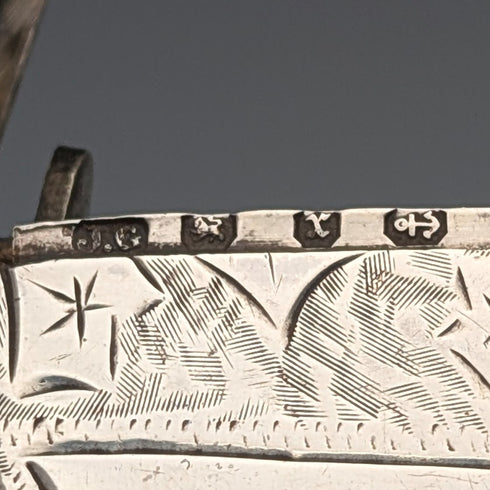 Circa 1900 British antique sterling silver Albert chain, 75g, with sterling silver Vesta case