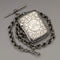 Circa 1900 British antique sterling silver Albert chain, 80g, with sterling silver Vesta case