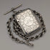 Circa 1900 British antique sterling silver Albert chain, 80g, with sterling silver Vesta case