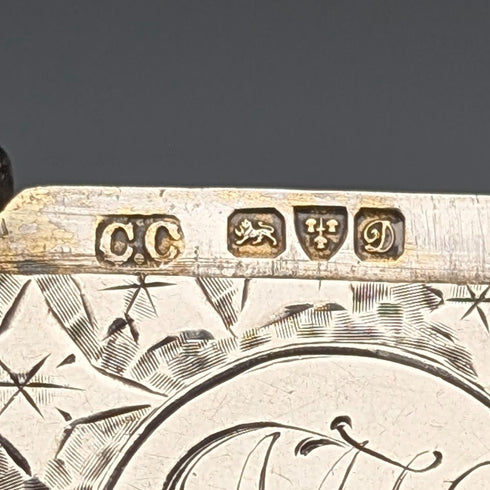 Circa 1900 British antique sterling silver Albert chain, 80g, with sterling silver Vesta case