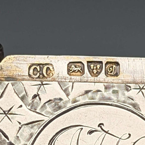 Circa 1900 British antique sterling silver Albert chain, 80g, with sterling silver Vesta case