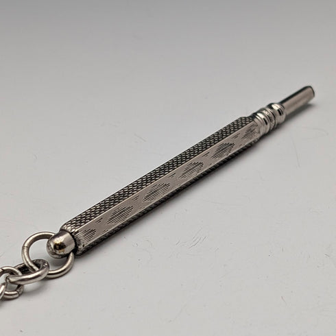 Circa 1900 British antique sterling silver Albert chain, 38g, with push-type pencil