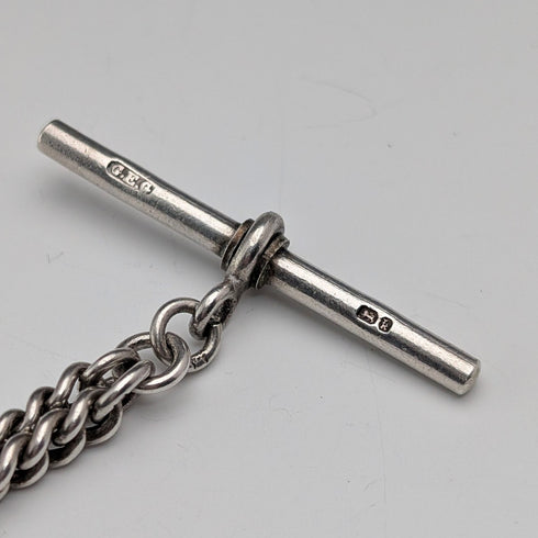 Circa 1900 British antique sterling silver Albert chain, 38g, with push-type pencil