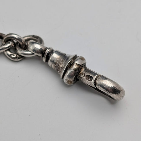 Circa 1900 British antique sterling silver Albert chain, 38g, with push-type pencil