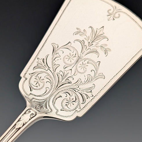 Early 20th century German antique 800 silver pastry server pair in case