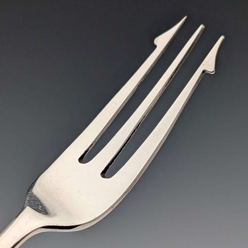 Antique British silver plate dessert cutlery trio by Barker Brothers, in case