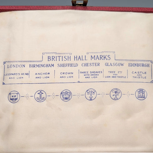 1957年 英国ヴィンテージ マルチホールマーク 純銀製ティースプーンx6 計80g Roberts&Belk ケース入り