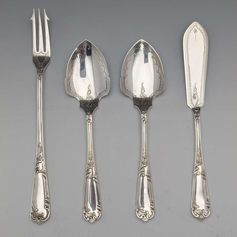 Antique British silver plate dessert set, Mappin & Webb, in case