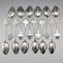 12 antique British silver plate dessert spoons from around 1850, Jehoiada Alsop Rhodes, in case