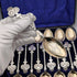 12 antique British silver plate dessert spoons from around 1850, Jehoiada Alsop Rhodes, in case