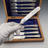 Circa 1939 British Vintage Pure Silver Handle Cutlery 5 Pairs Barker Brothers Wooden Box