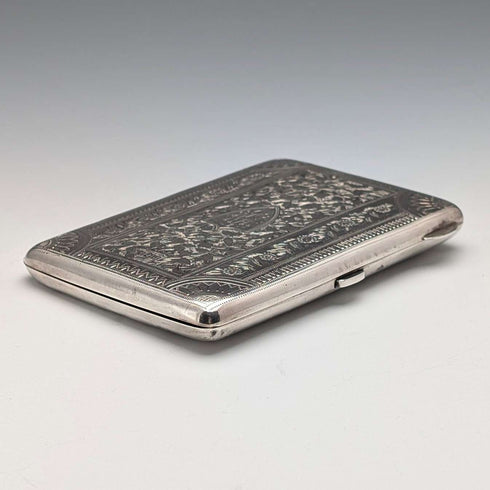 1889 British antique sterling silver double door card case, 73g, Minshull & Latimer