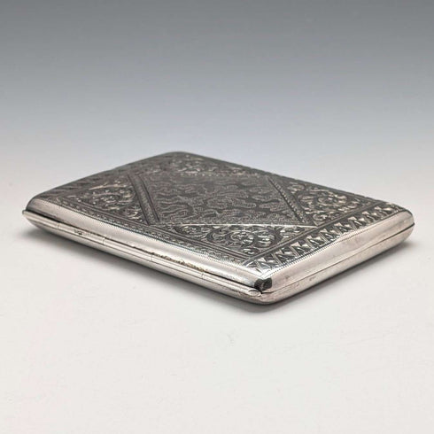 1889 British antique sterling silver double door card case, 73g, Minshull & Latimer