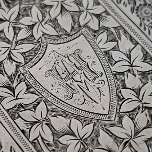 1889年 英国アンティーク 純銀製 両開き型 カードケース 73g Minshull & Latimer