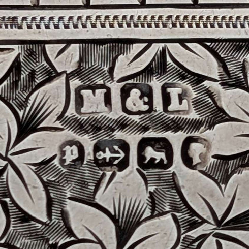 1889 British antique sterling silver double door card case, 73g, Minshull & Latimer