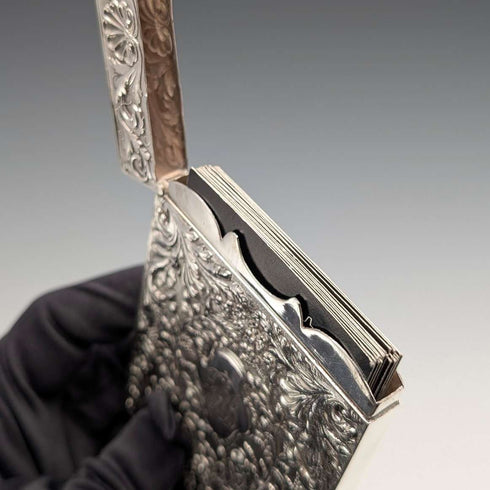 1837 British antique sterling silver card case 63g Gervase Wheeler