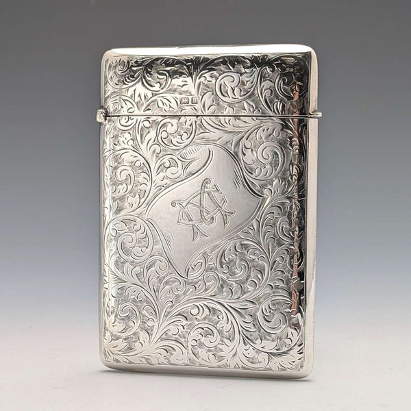 1902 British antique sterling silver card case, 81g, Joseph Rodgers